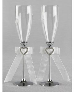 Silver Stem w/ Heart Buckle Flutes 