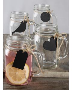 Chalkboard Tag Mason Jars w/Jute  - Set of 12