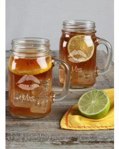 Lips Mason Jar Set Mrs / Mrs