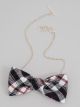 Plaid Bow Tie Necklace