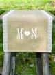 Initials w/Heart Embroidered Burlap Table Runner w/Lace Edge