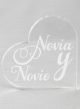 Novia & Novio Acrylic Heart Cake Top