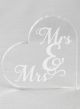 Mrs. & Mrs. Acrylic Heart Cake Top