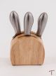 Wood Cheese Block w/3 Metal Handle Utensils