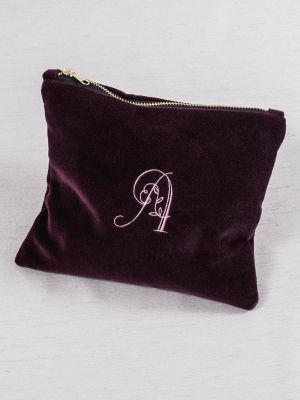 Embroidered Velvet Cosmetic Bag
